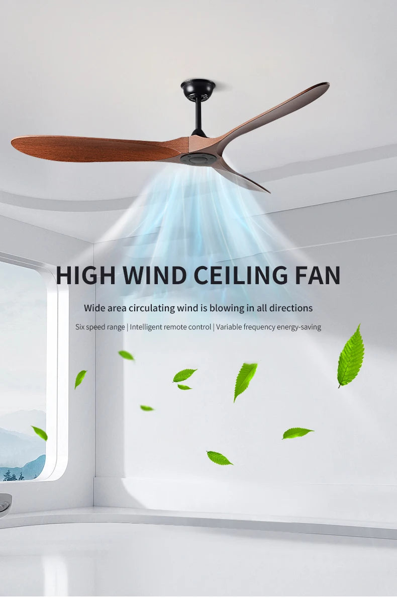42/52 Inch Nordic LED Ceiling Light Restaurant Living Room Home Remote Control DC Silent Industrial Retro Electric Fan