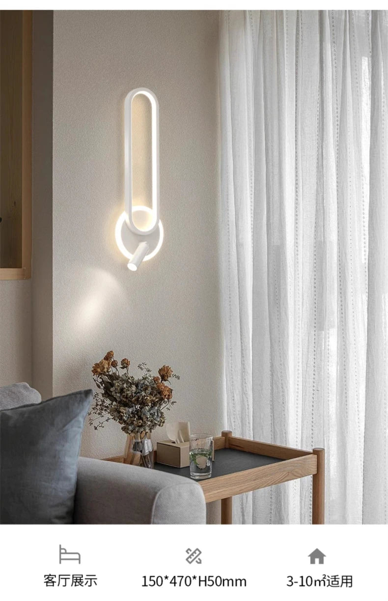 Bedside Lamp Modern Simple Creative Living Room Background Wall Stairwell Wall Lamp Nordic Network Red Corridor Wall Light
