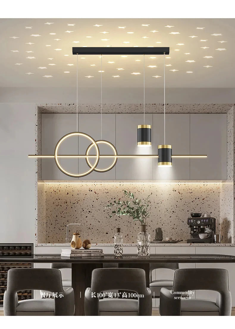 Modern Dining Room Pendant Light LED Smart Remote Control Dining Table Hanging Lamp Luxury Lustre Home Indoor Decor Chandelier