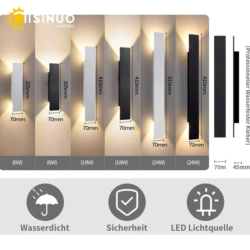 Modern LED Indoor Outdoor Wall Lamps Up and Down Wall Lights Living ROOM Bedroom Wall Scorce Waterproof Wall Light Fixtures