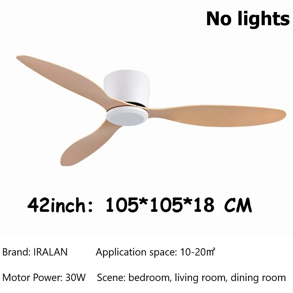 Jelena 42 52 Inch Smart Ceiling Fan No Light DC Motor Cooling Fans Lamp Low Floor Ceiling Fan with Remote Control Electric fan