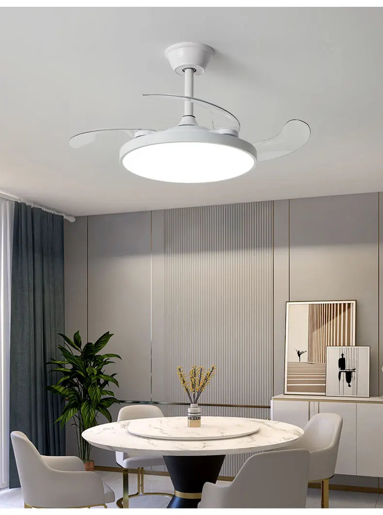 Electric Fan Chandelier Led Ceiling Lamp Room Decoration Dining Table Living Home Silent Bedroom Circulator Fan Light Fixture