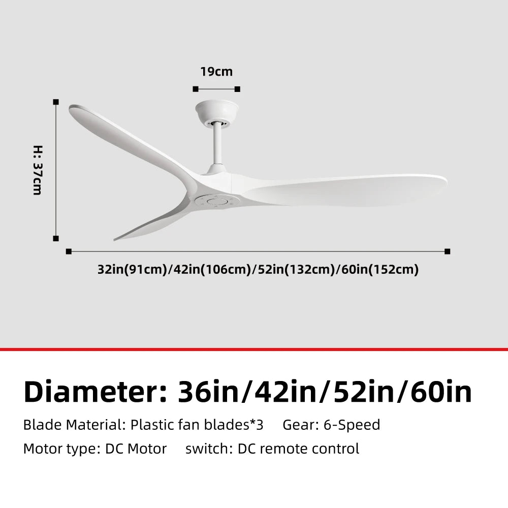 FUMANJIA 36,42,52,60 Inch Inverter Ceiling Fan w/Remote, Quiet, 6 - Speed, Energy - Efficient for Living, Dining, Study, Bedroom