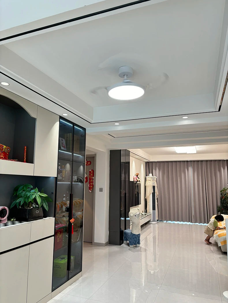 Electric Fan Chandelier Led Ceiling Lamp Room Decoration Dining Table Living Home Silent Bedroom Circulator Fan Light Fixture
