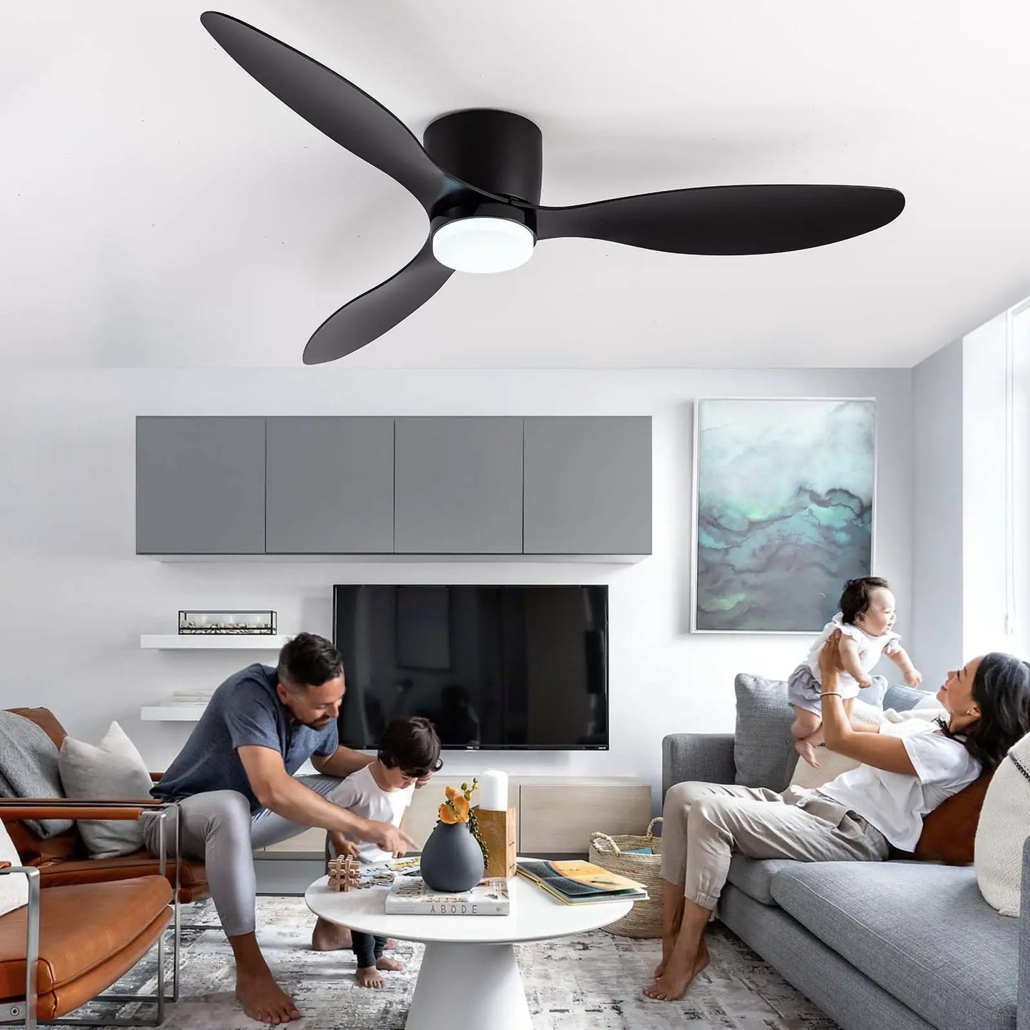 IRALAN Ceiling Fan With Light,42 Inch/52 Inch Low Profile Ceiling Fan with remote control, For Indoor and Covered Outdoor