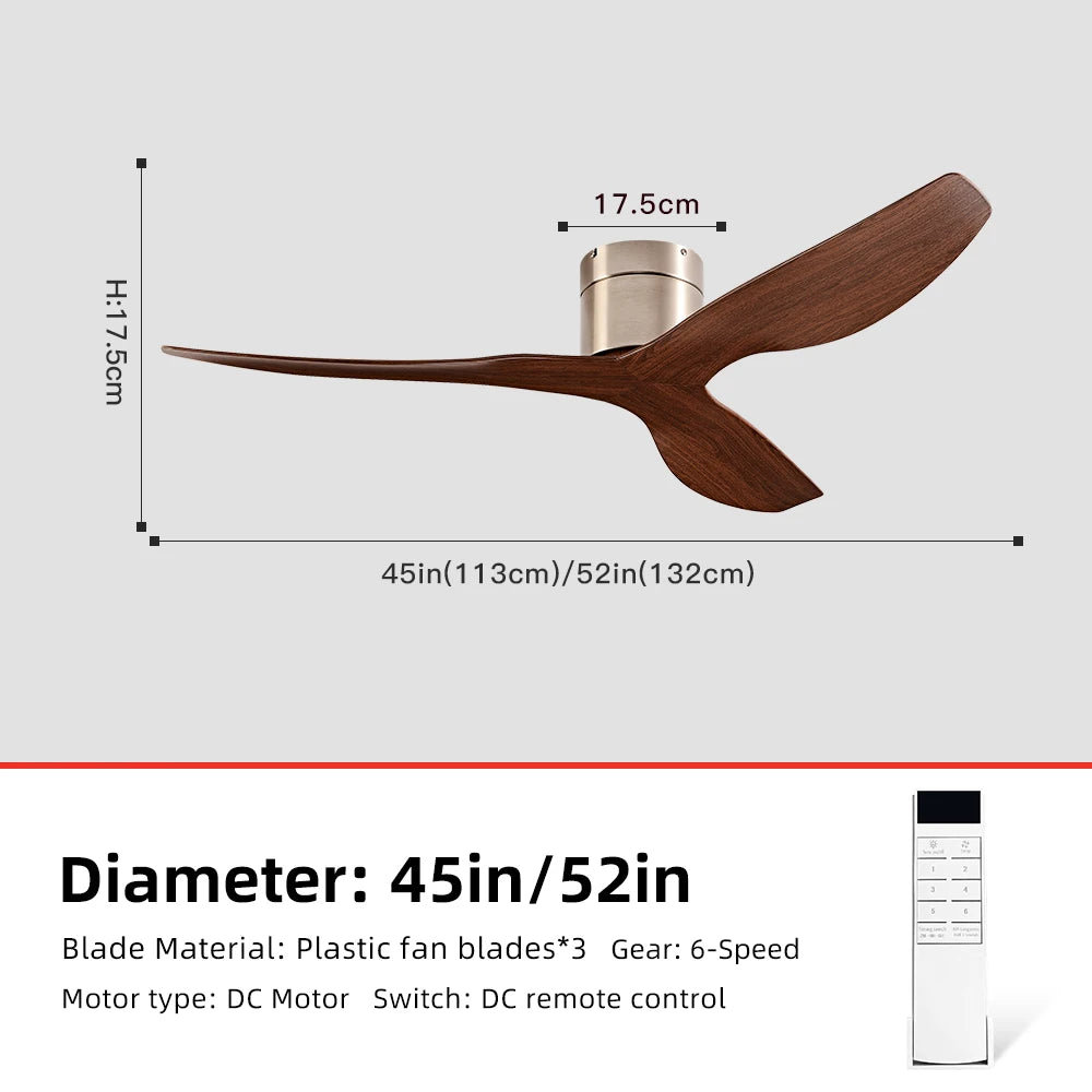 FUMANJIA 45/52" Industrial Retro Ceiling Fan, Ideal for Living/Dining Areas, Home & Office - 6 - Speed Silent DC Inverter Motor