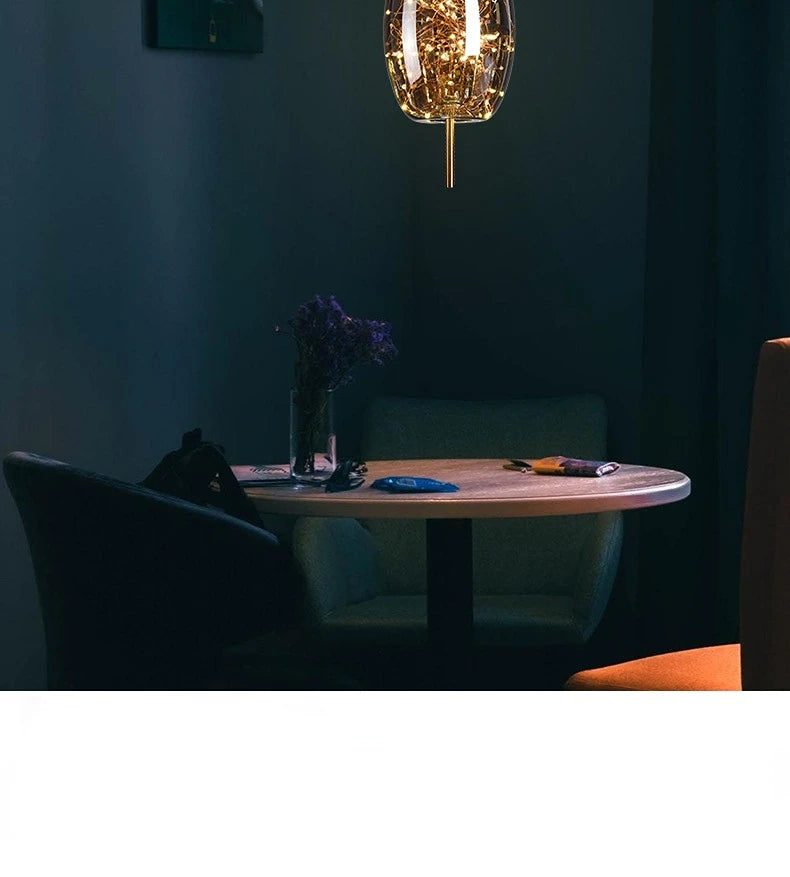 Modern Led Glass Pendant Lights for Bedroom Bedside Bathroom Hanging Lighting Ceiling Chandelier Lamp Decoration String Line