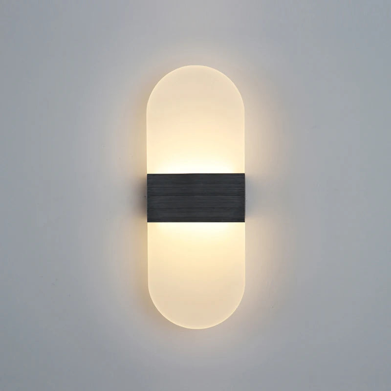 Modern style indoor LED aluminum body matte acrylic hotel corridor bedroom bedside right-angle rounded wall lamp