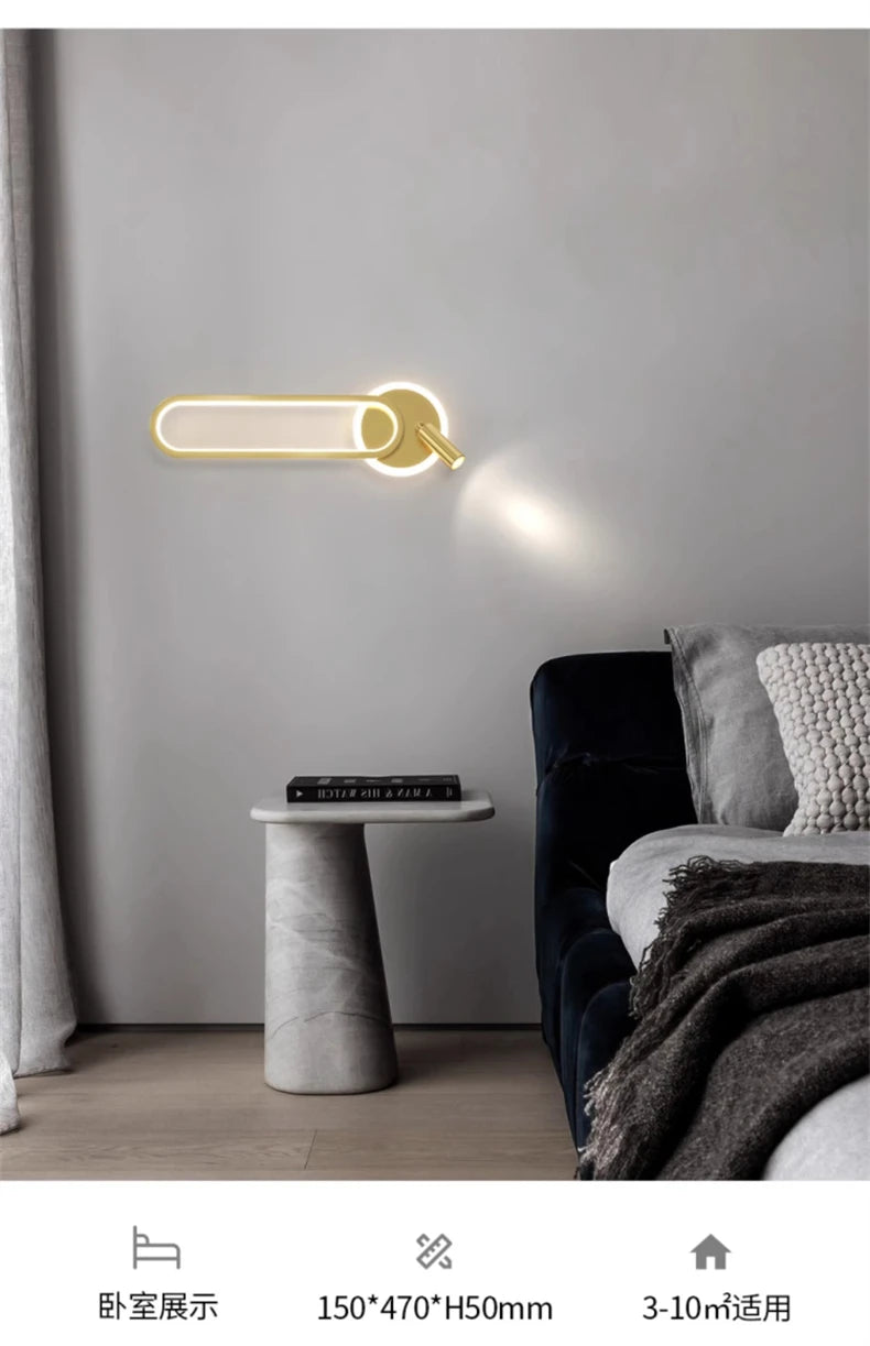 Bedside Lamp Modern Simple Creative Living Room Background Wall Stairwell Wall Lamp Nordic Network Red Corridor Wall Light