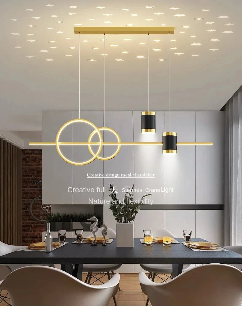 Modern Dining Room Pendant Light LED Smart Remote Control Dining Table Hanging Lamp Luxury Lustre Home Indoor Decor Chandelier