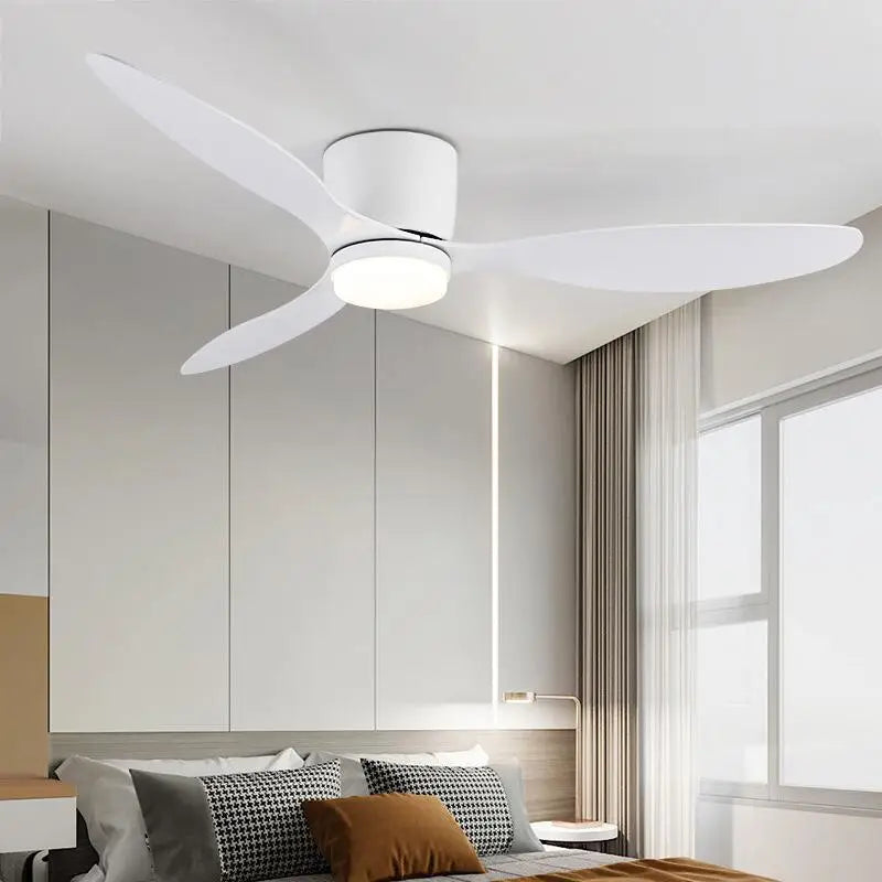 42 52 Inch Ceiling Fans No Light DC Motor Remote Control Cooling Fans Lamp Low Floor Ceiling Fan White wood Black Color FANS