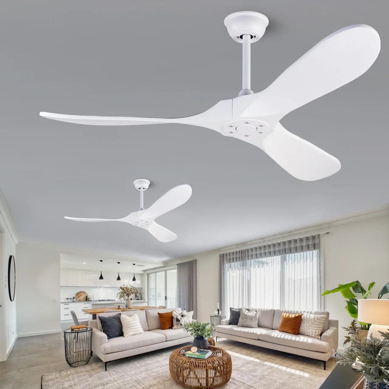85V - 260V Solid Wood Bland 52 60 Inch Ceiling Fans with LED DC Motor Remote Control