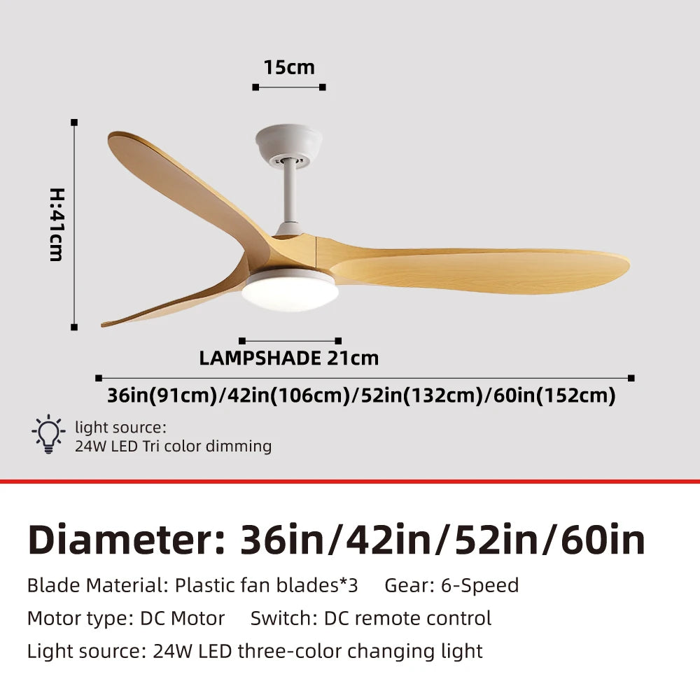 36,42,52,60 Inch Inverter Ceiling Fan Light w/Remote, Quiet, 6-Speed, Energy-Efficient for Living, Dining, Study, Bedroom