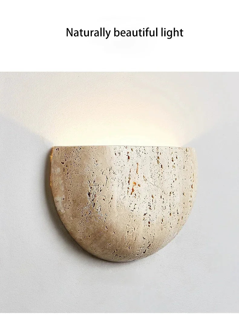 2025 Led Wall Lamp Bedroom Bedside Light Retro Medieval Style Yellow Cave Stone Nature Lighting Fixtures Home Room Decor Interio