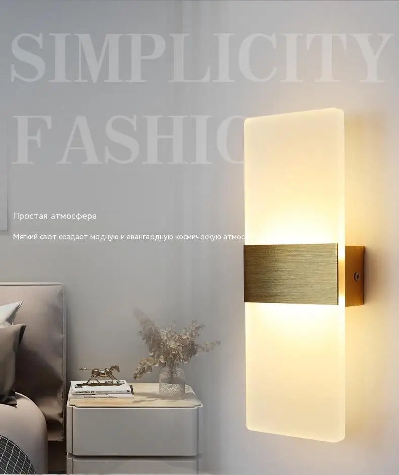 Modern style indoor LED aluminum body matte acrylic hotel corridor bedroom bedside right-angle rounded wall lamp