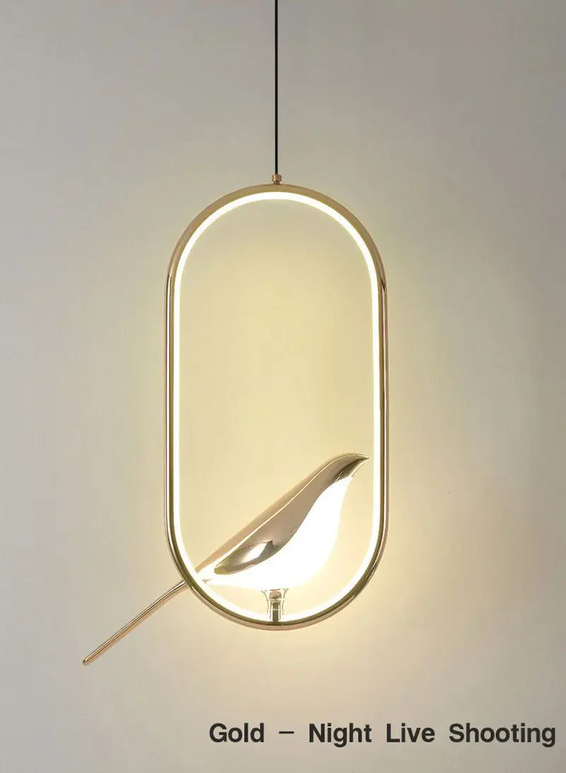Luxury Home Decor Bird Pendant Light Alloy Plating Body Acrylic Lampshade Hanging Lamps LED Bar Dining Rotatable Bird Chandelier