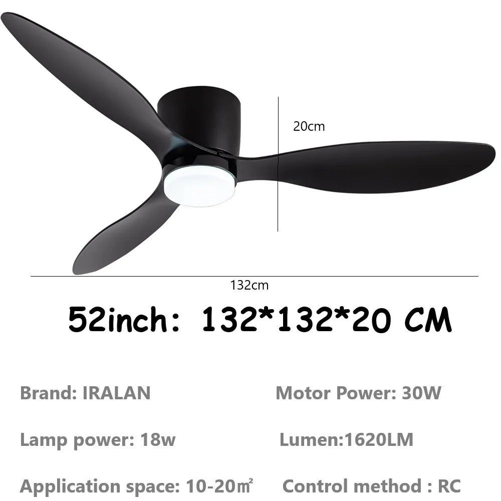 Jelena LED Ceiling Fan Light 6th Gear Wind Speed Living Room Bedroom Household Modern Ceiling Electric fan with Remote Control
