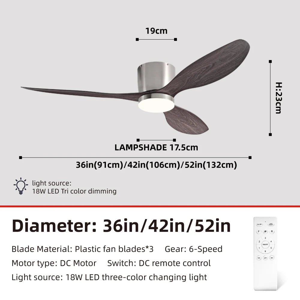 FUMANJIA Ultra-Thin DC Ceiling Fan with Remote - 6-Speed Silent, 3 ABS Blades, Ideal for Low Ceilings & Minim Spaces Energy