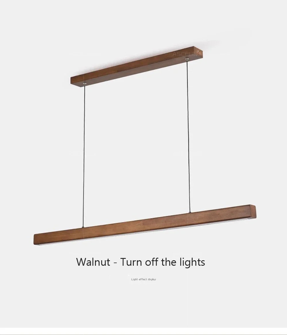 Modern LED Pendant Light wood Long Strip dining table lamp suspension Chandelier for living dining room kitchen lighting fixture