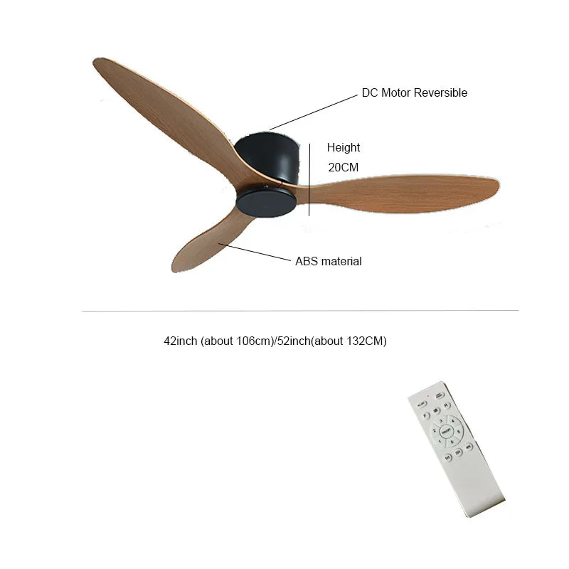 Ceiling Fans With Light No Light DC Motor 6 Speeds Timing Fans 20CM Low Floor Loft Remote Control Decorative Led Fan With Light