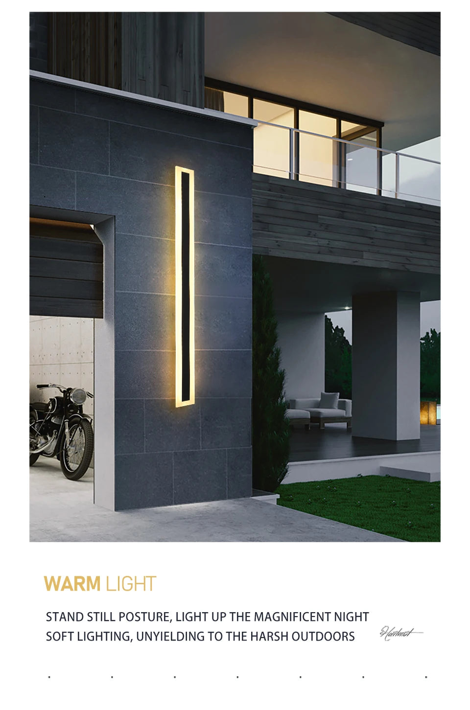 Outdoor IP65 waterproof Long strip lamp, simple LED wall light suitable for courtyard, villa, gate, garden outdoor decoration