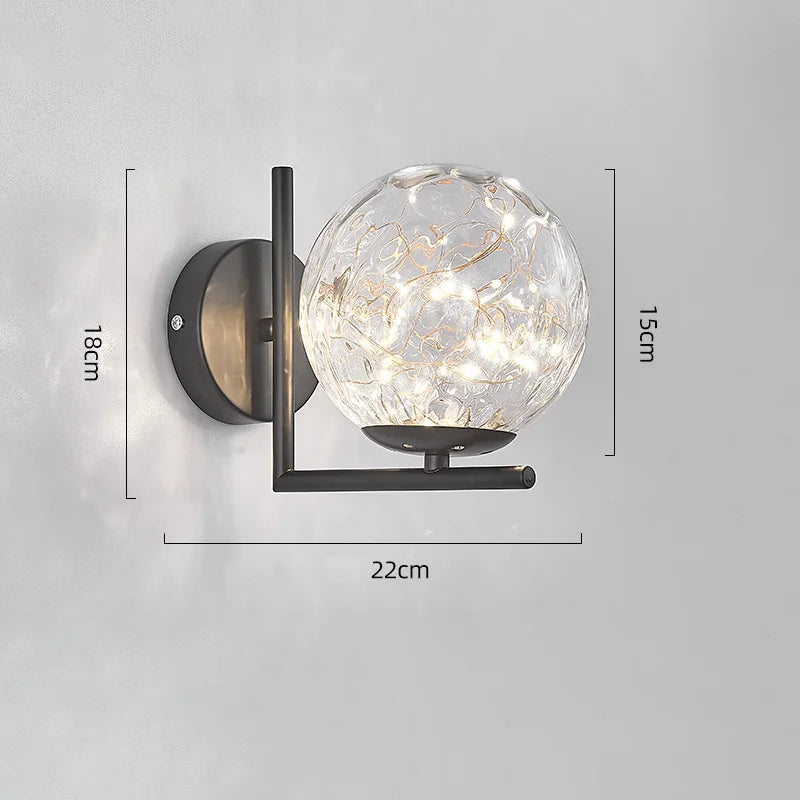 Nordic Wall Lamp Bedroom Bedside Light Warm Romantic LED Lights Luxury Living Room Modern Sconce Starry Background Lighting