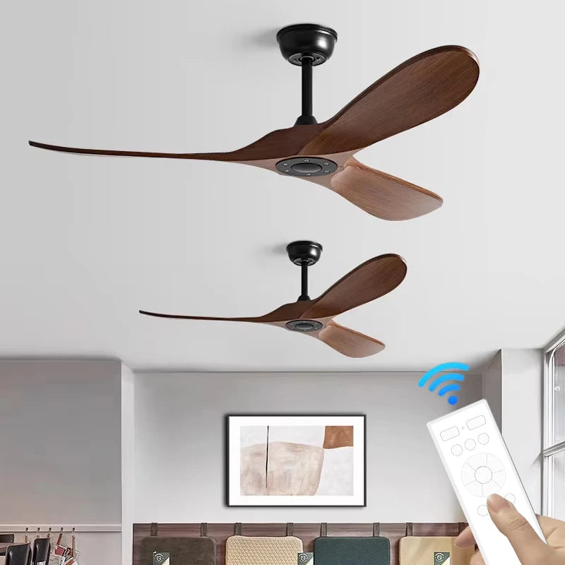 42/52 Inch Nordic LED Ceiling Light Restaurant Living Room Home Remote Control DC Silent Industrial Retro Electric Fan