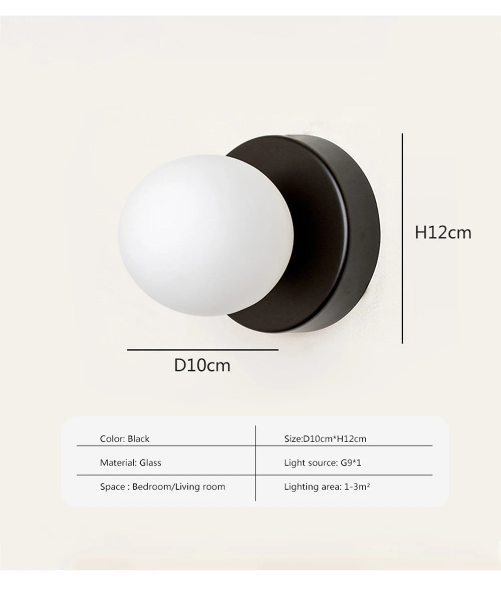 Nordic LED Glass Wall Lamp Minimalist G9 Base Orb Sconce For Bedroom Study Hallway Staircase Aisle Entrance Lighting Fixtures