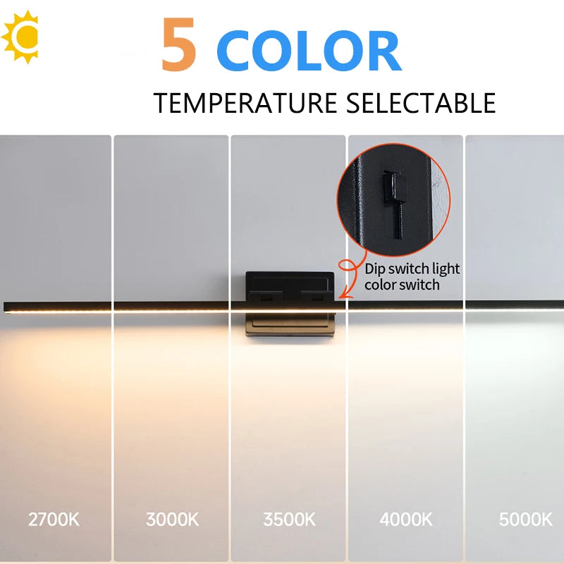 Modern Bathroom Vanity Light LED Dimmable 5CCT Bathroom Light Fixture 180° Rotatable for Over Mirror Bar Bathroom Restroom Decor