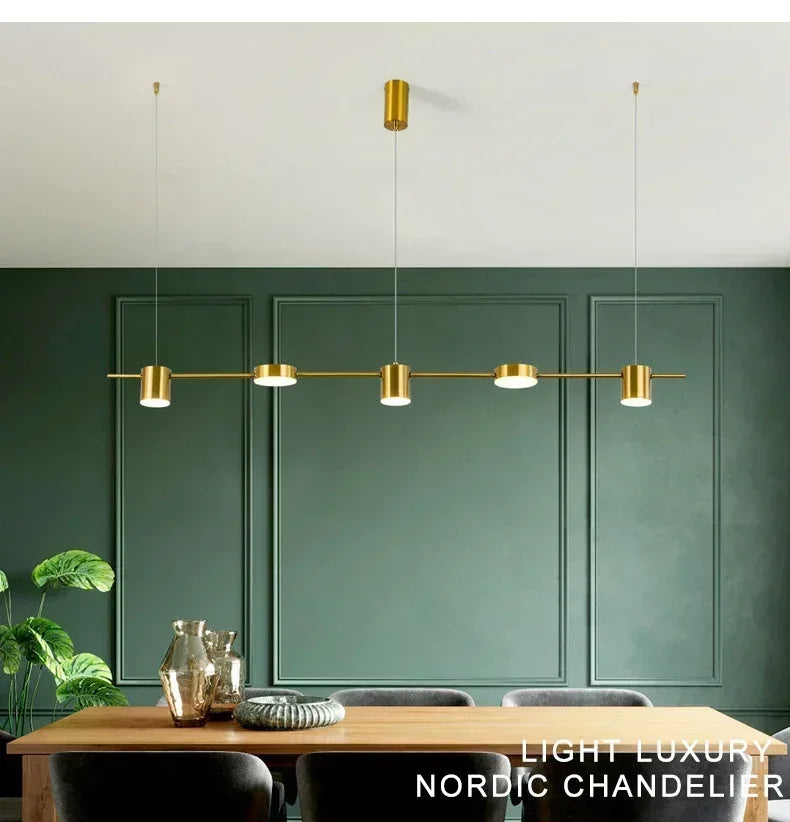 Modern LED Pendant Light, Kitchen Island Dimmable Pendant Light, Black/gold, Lighting Decorative Table Lamp, with Remote Control