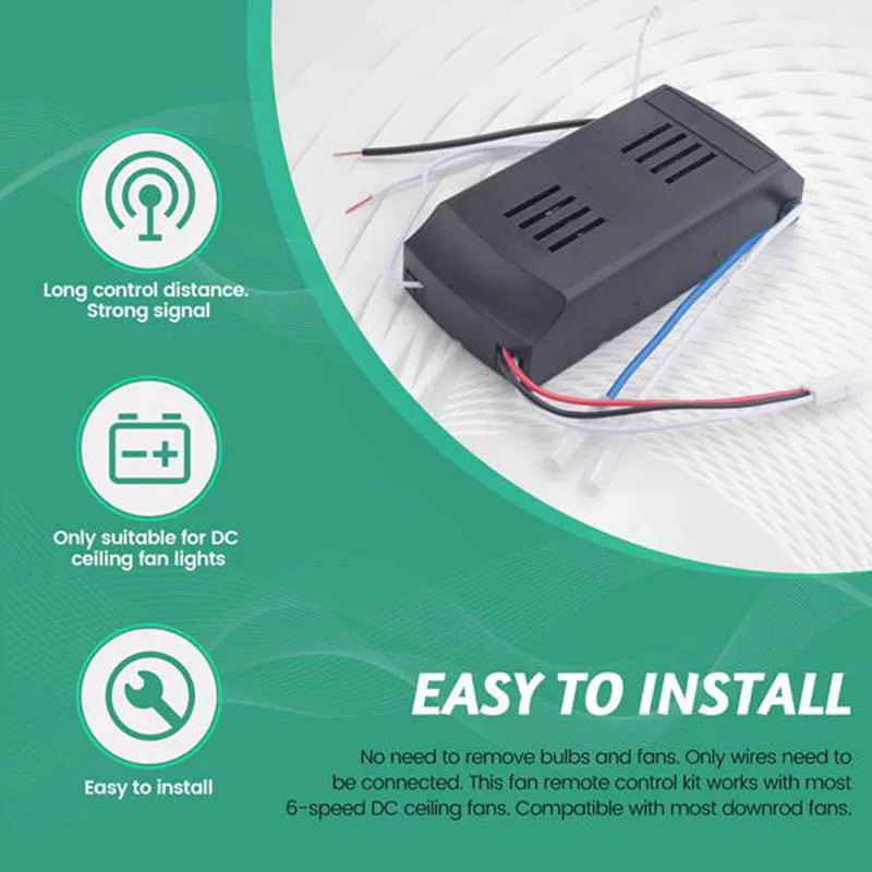 Universal Ceiling Fan Remote Control Kit Replacement, 6-Speed & Timing, Remote Replacement For DC Ceiling Fan Light