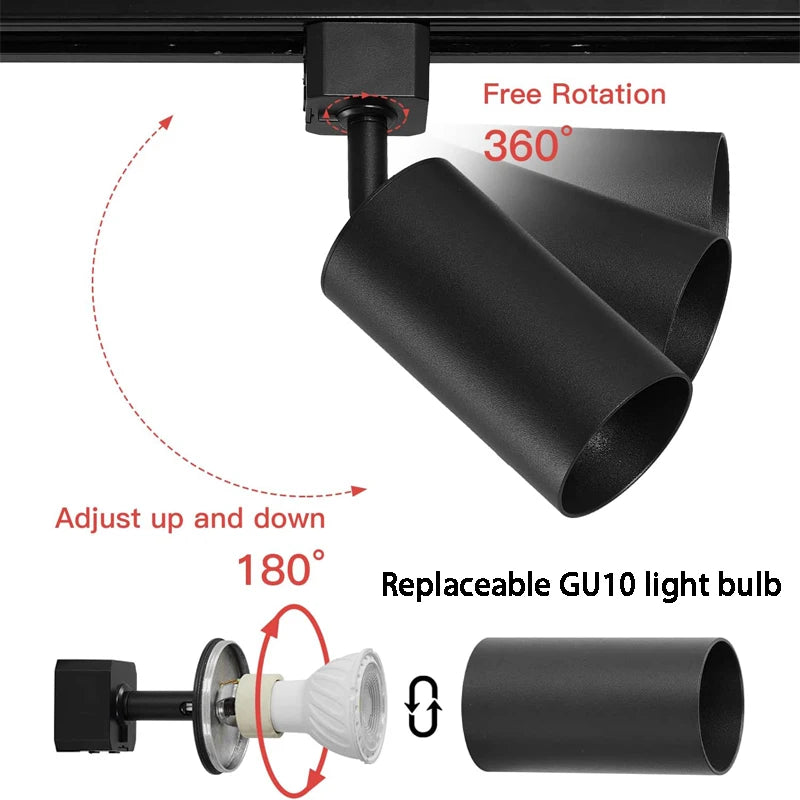 Full Set Track Light Led Ceiling Rail Lights Replaceable GU10 Light Source Spotlight for Living Room Bedroom Led Spot Track Lamp