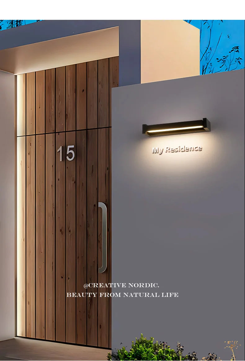 2025 new model. Outdoor waterproof wall lamp. Can rotate. Aluminum and glass materials. 18W, minimalist landscape light