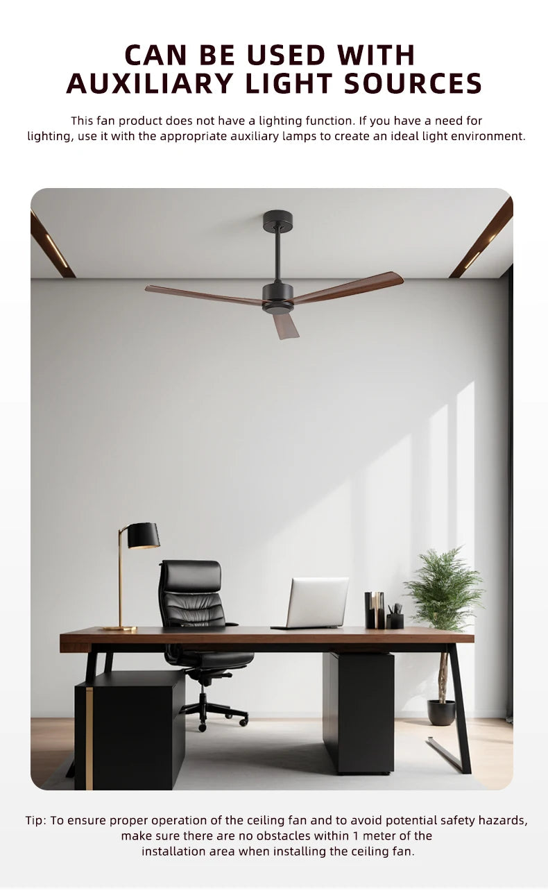 50 Inch Inverter Ceiling Fan: 6 - Speed Remote, Silent, Energy - Saving for Living & Dining Rooms, Boasting Sleek Modern Design