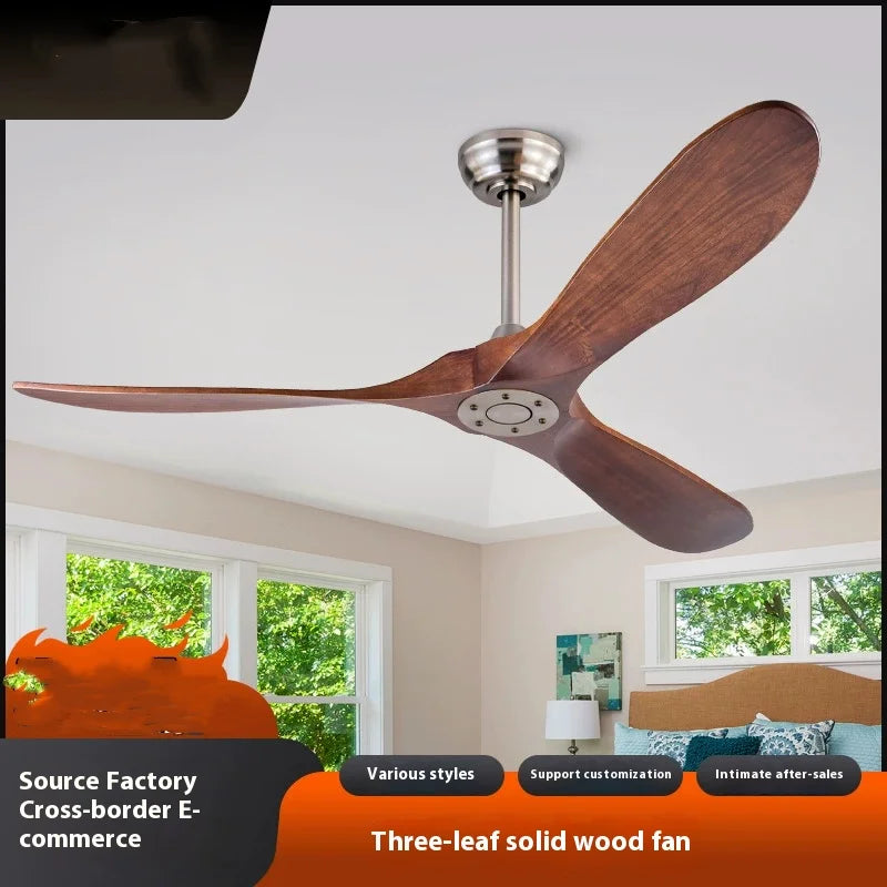85-265V Solid Wood Bland 52 60 Inch Ceiling Fans with LED DC Motor Remote Control
