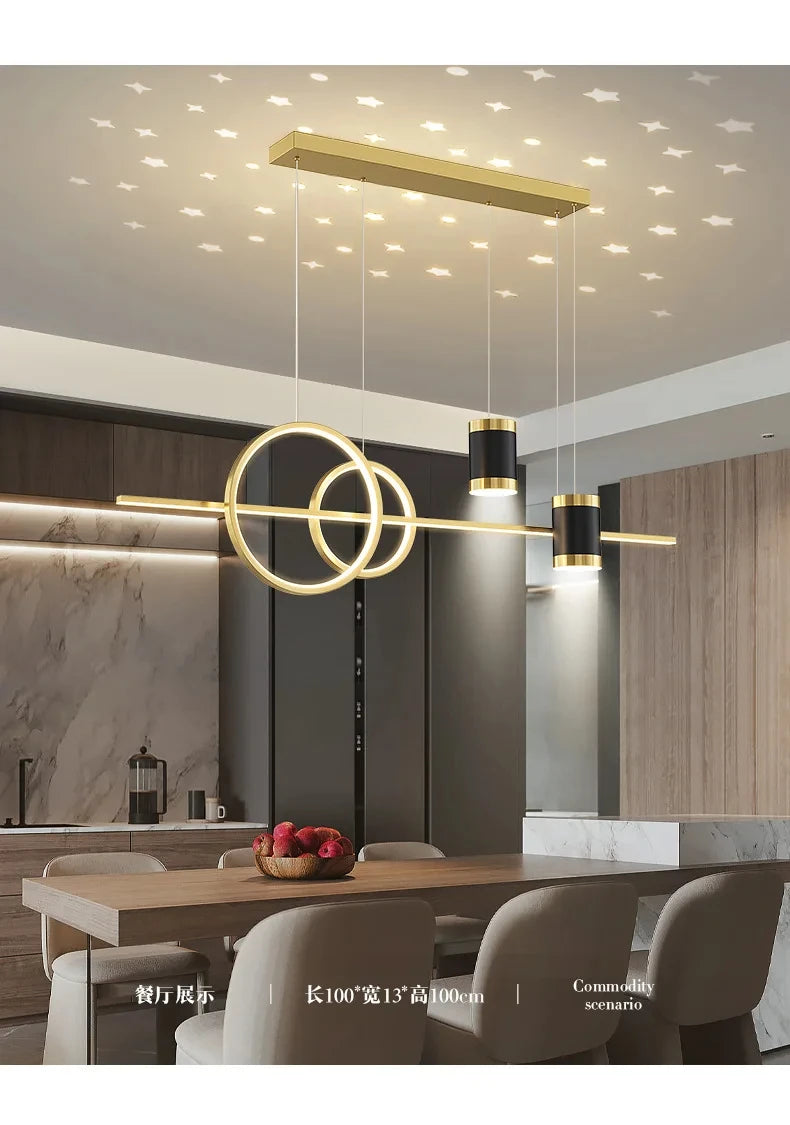 Modern Dining Room Pendant Light LED Smart Remote Control Dining Table Hanging Lamp Luxury Lustre Home Indoor Decor Chandelier