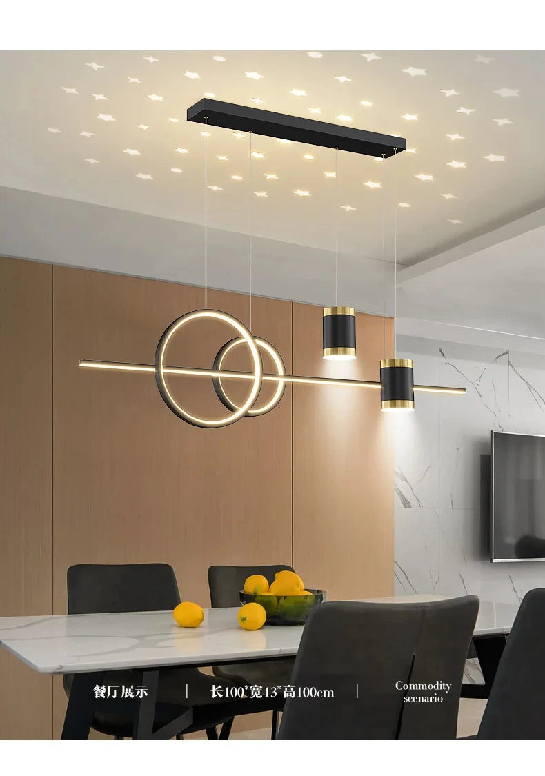 Modern Dining Room Pendant Light LED Smart Remote Control Dining Table Hanging Lamp Luxury Lustre Home Indoor Decor Chandelier
