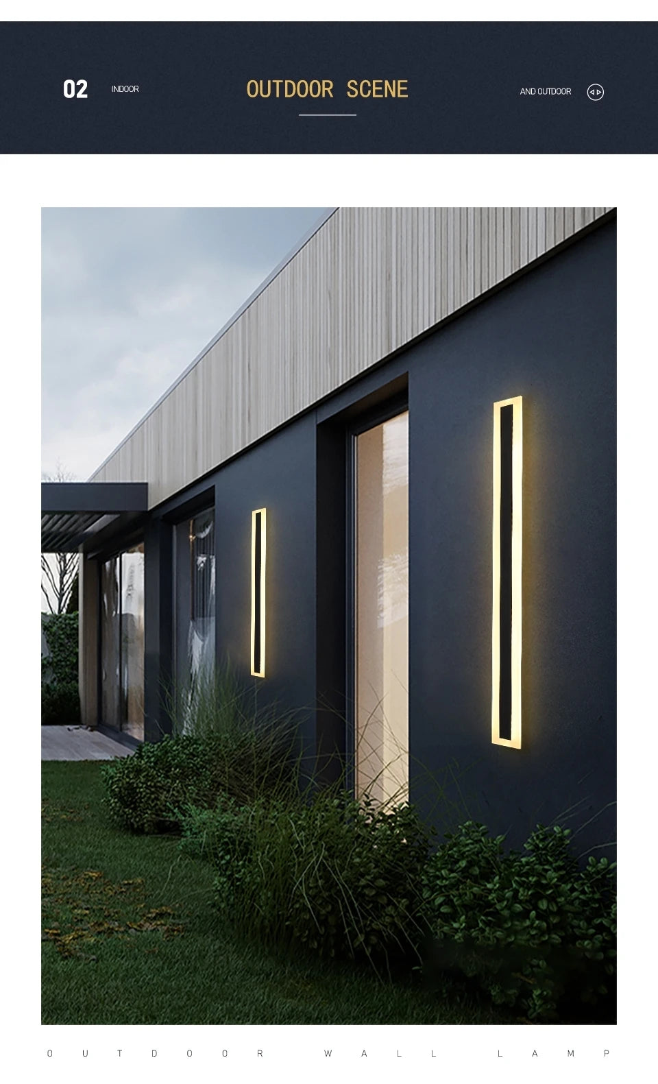 Outdoor IP65 waterproof Long strip lamp, simple LED wall light suitable for courtyard, villa, gate, garden outdoor decoration