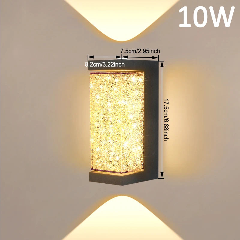Outdoor Waterproof Wall Light European Luxury Crystal 10W LED Wall Lamp for Porch Corridor Villa Hotel Exterior Wall Lamps