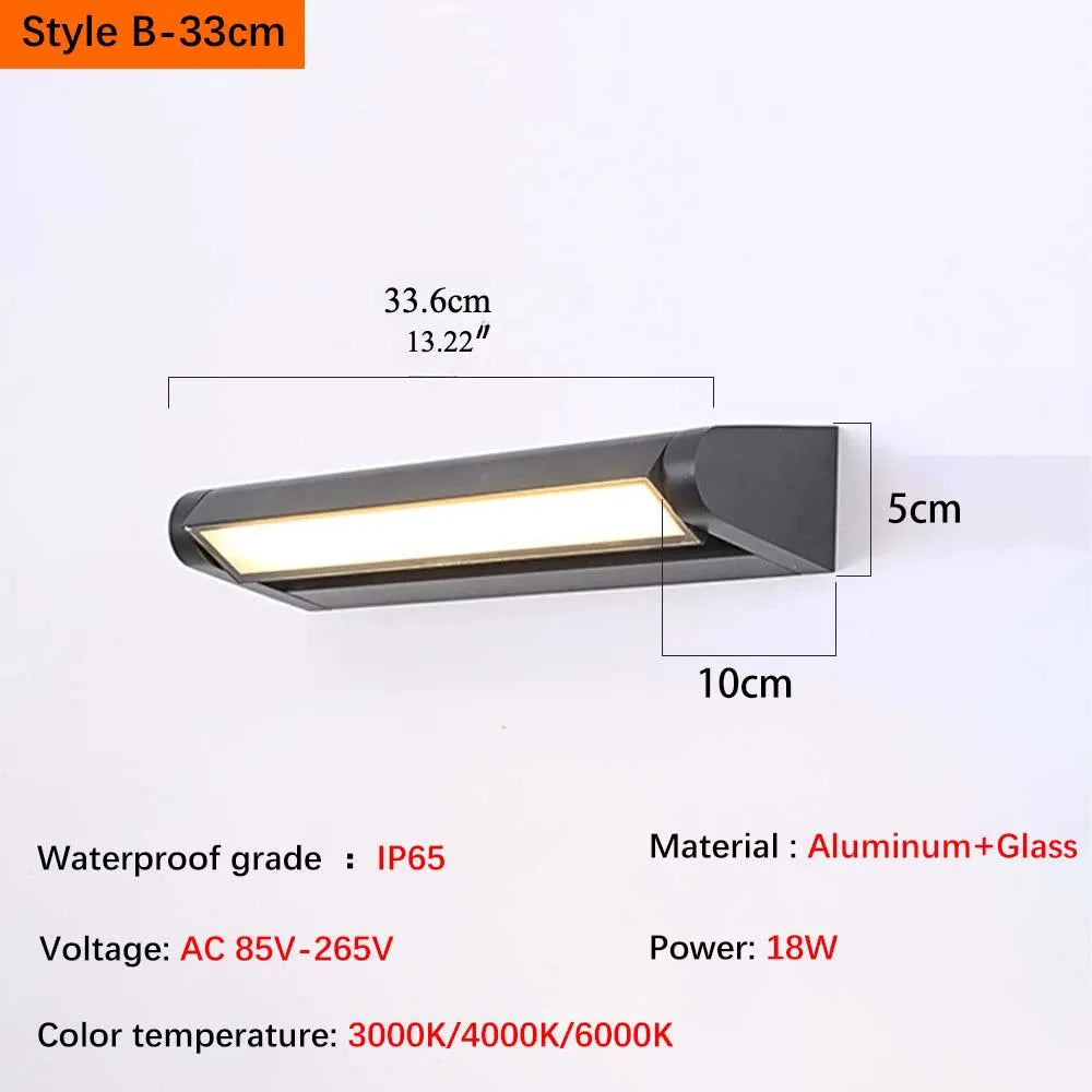 2025 new model. Outdoor waterproof wall lamp. Can rotate. Aluminum and glass materials. 18W, minimalist landscape light
