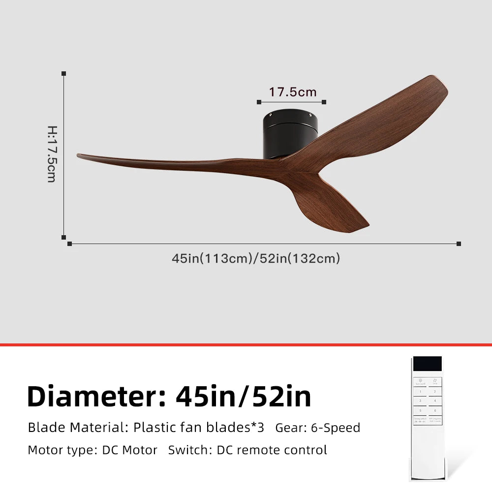 FUMANJIA 45/52" Industrial Retro Ceiling Fan, Ideal for Living/Dining Areas, Home & Office - 6 - Speed Silent DC Inverter Motor