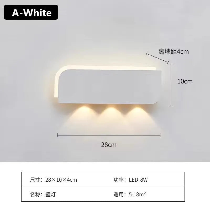 Nordic minimalist creative personality long strip wall lamp modern simple living room aisle bedroom bedside lamp background wall