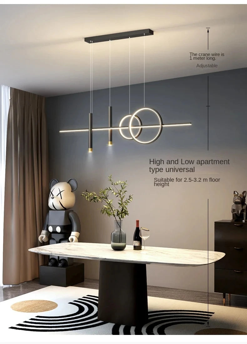 Modern Dining Room Pendant Light LED Smart Remote Control Dining Table Hanging Lamp Luxury Lustre Home Indoor Decor Chandelier