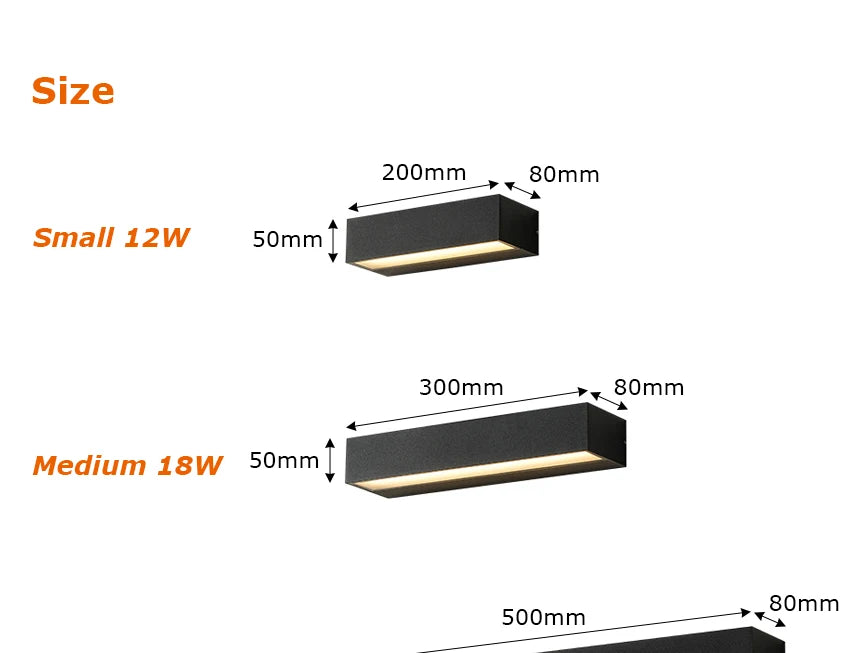 Outdoor waterproof IP65 LED wall lights, door headlights, balcony, courtyard, exterior wall lights, courtyard, outdoor gardening
