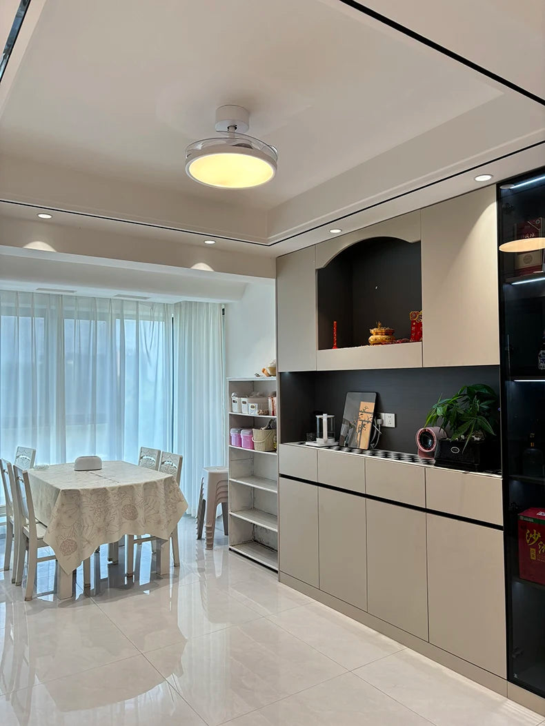 Electric Fan Chandelier Led Ceiling Lamp Room Decoration Dining Table Living Home Silent Bedroom Circulator Fan Light Fixture