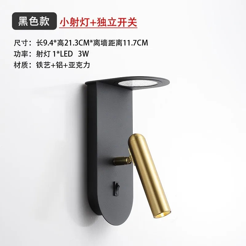 New Minimalist Wall Lamp Rotatable Spotlight Creative Bedroom Bedside Lamp Design Modern Led Wall Sconce ligjt for Hotel Rooms
