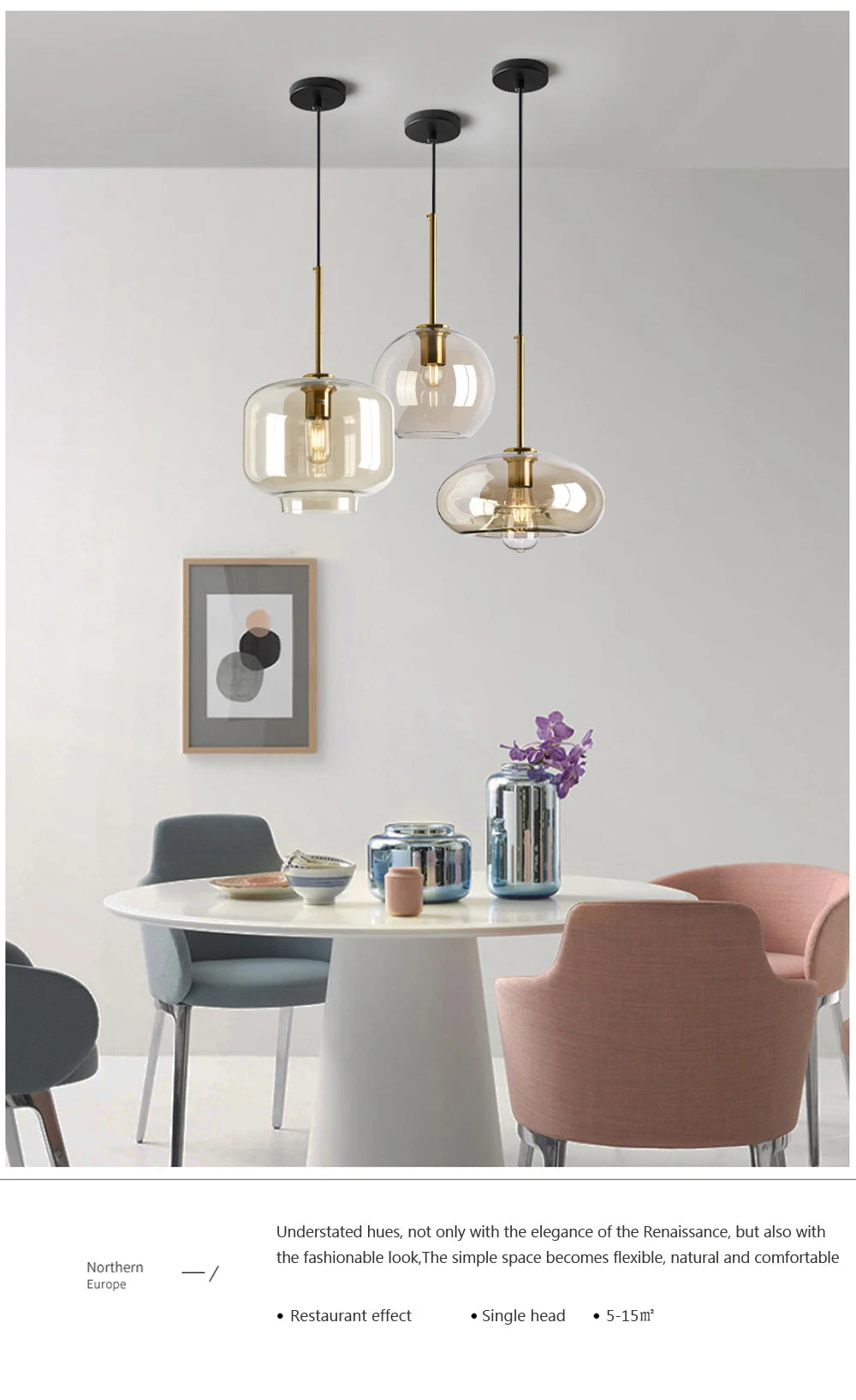 Modern Nordic hanging loft Glass lustre Pendant Light industrial decor Lights Fixtures E27/E26 for Kitchen Restaurant Lamp