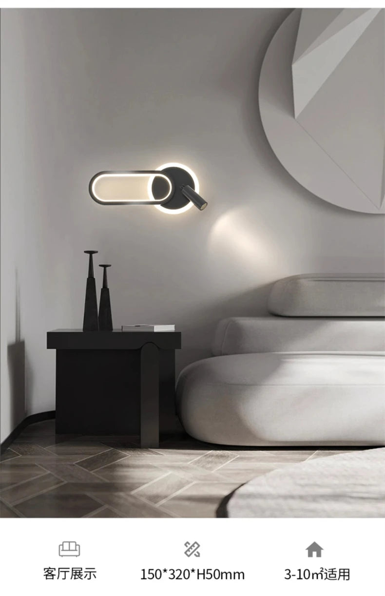 Bedside Lamp Modern Simple Creative Living Room Background Wall Stairwell Wall Lamp Nordic Network Red Corridor Wall Light