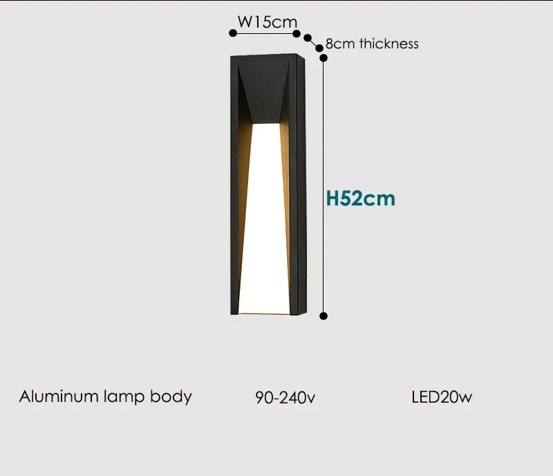 Outdoor Wall Lamp LED Black Lighting Exterior Light Fixtures AC110 220V Porch Lights Wall Mounted Garden Lamp for Patio Entryway