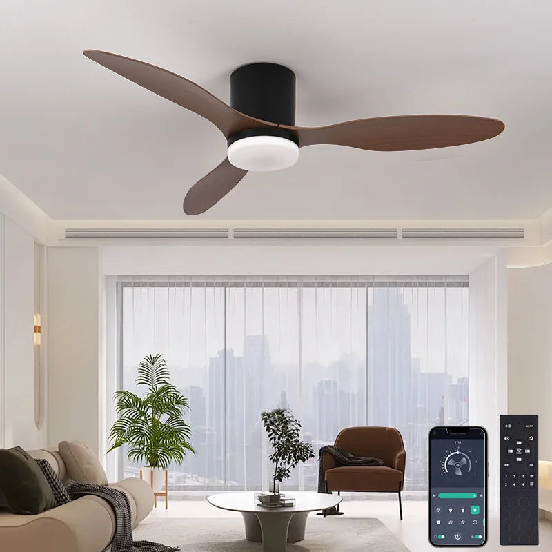 Nordic Ceiling Fan with Lights Dimmable Light Remote Control Quiet DC Motor Fans with Timer for Home Bedroom Living Room Foyer